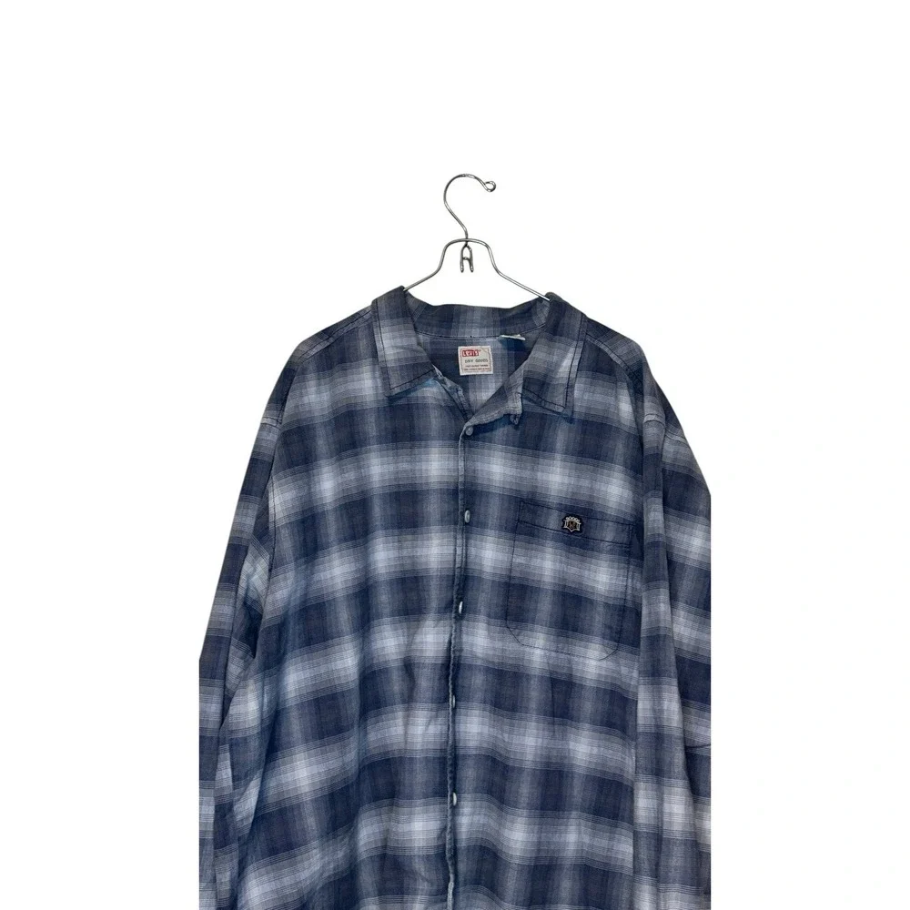 Levi's Men Shirt Vintage‎ 90's Western Plaid Button-Up Long Sleeve Blue Large